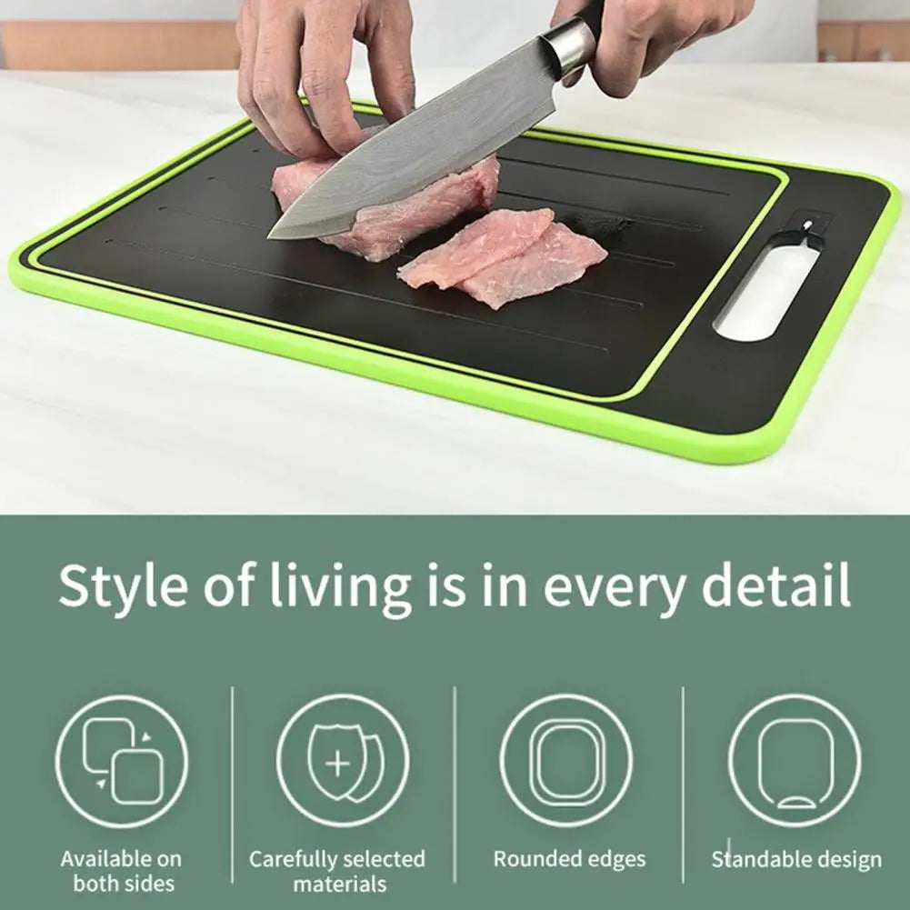 Cutting board for rapid defrosting