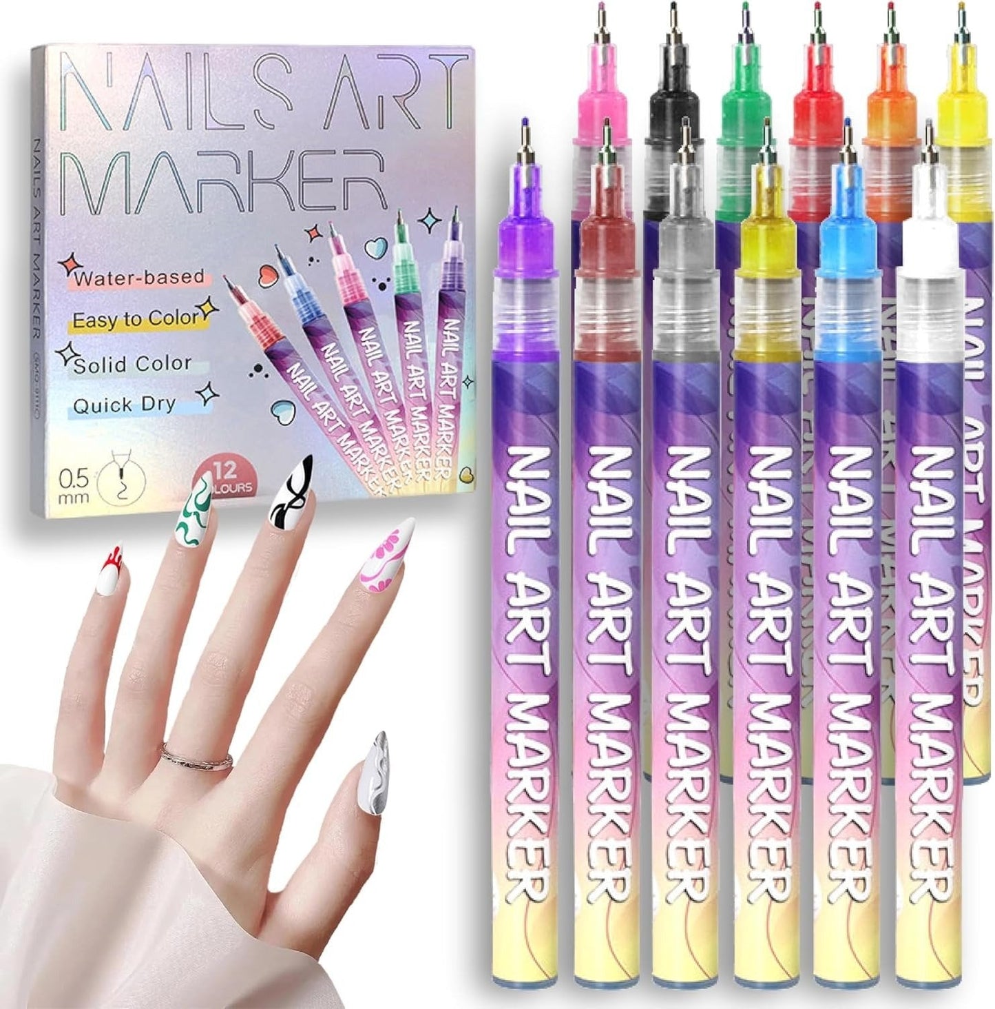 Vibrant Nail Art Pens Set