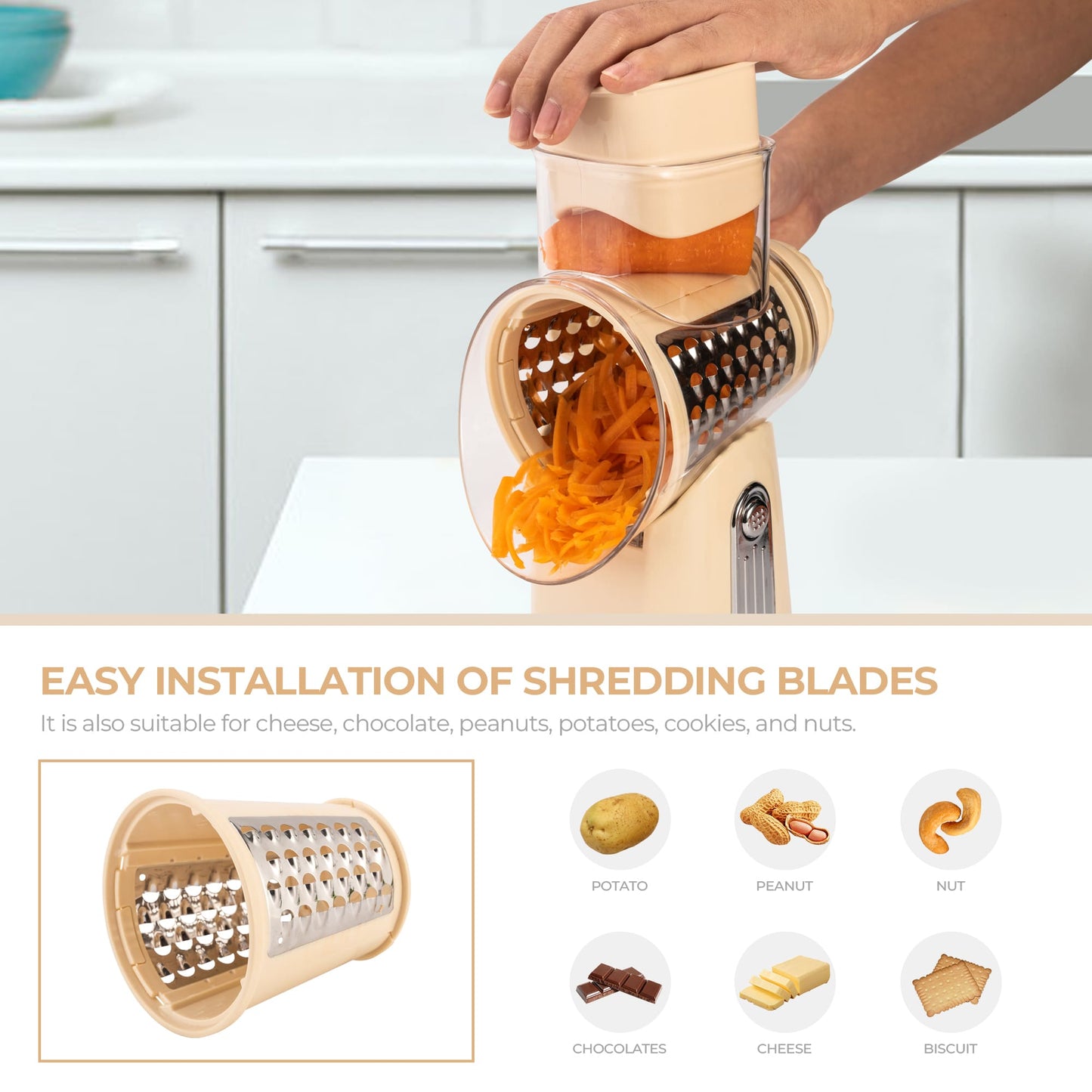 5-in-1 Rotary Vegetable & Cheese Grater