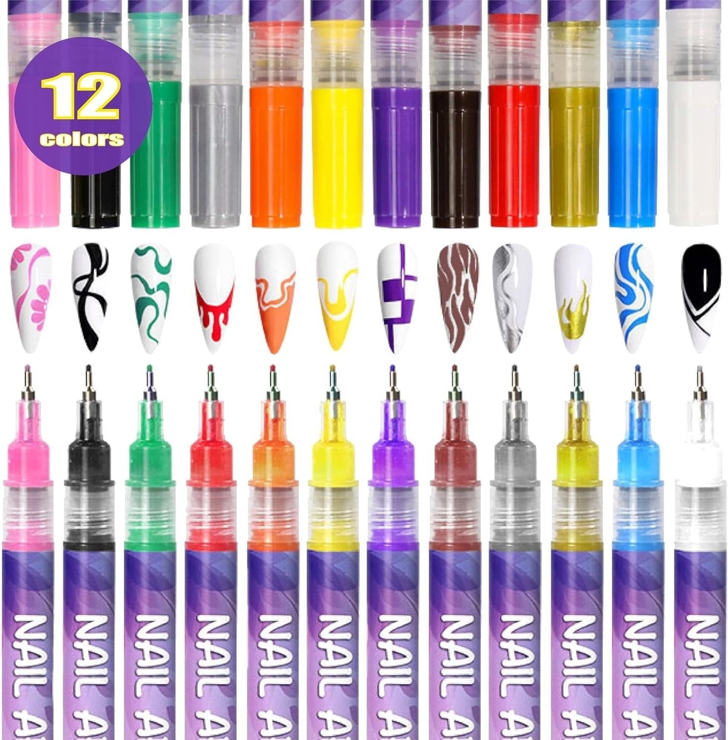 Vibrant Nail Art Pens Set